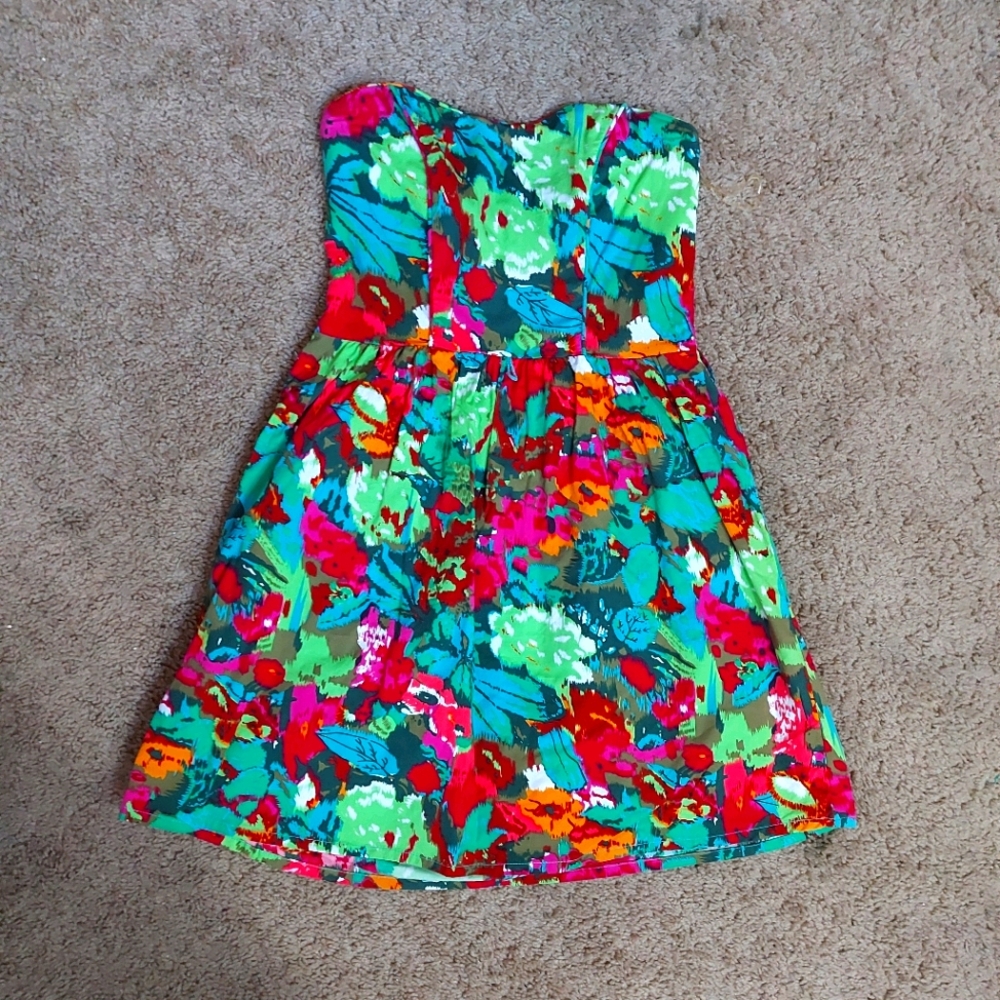 Poetry Floral Mini Dress Strapless